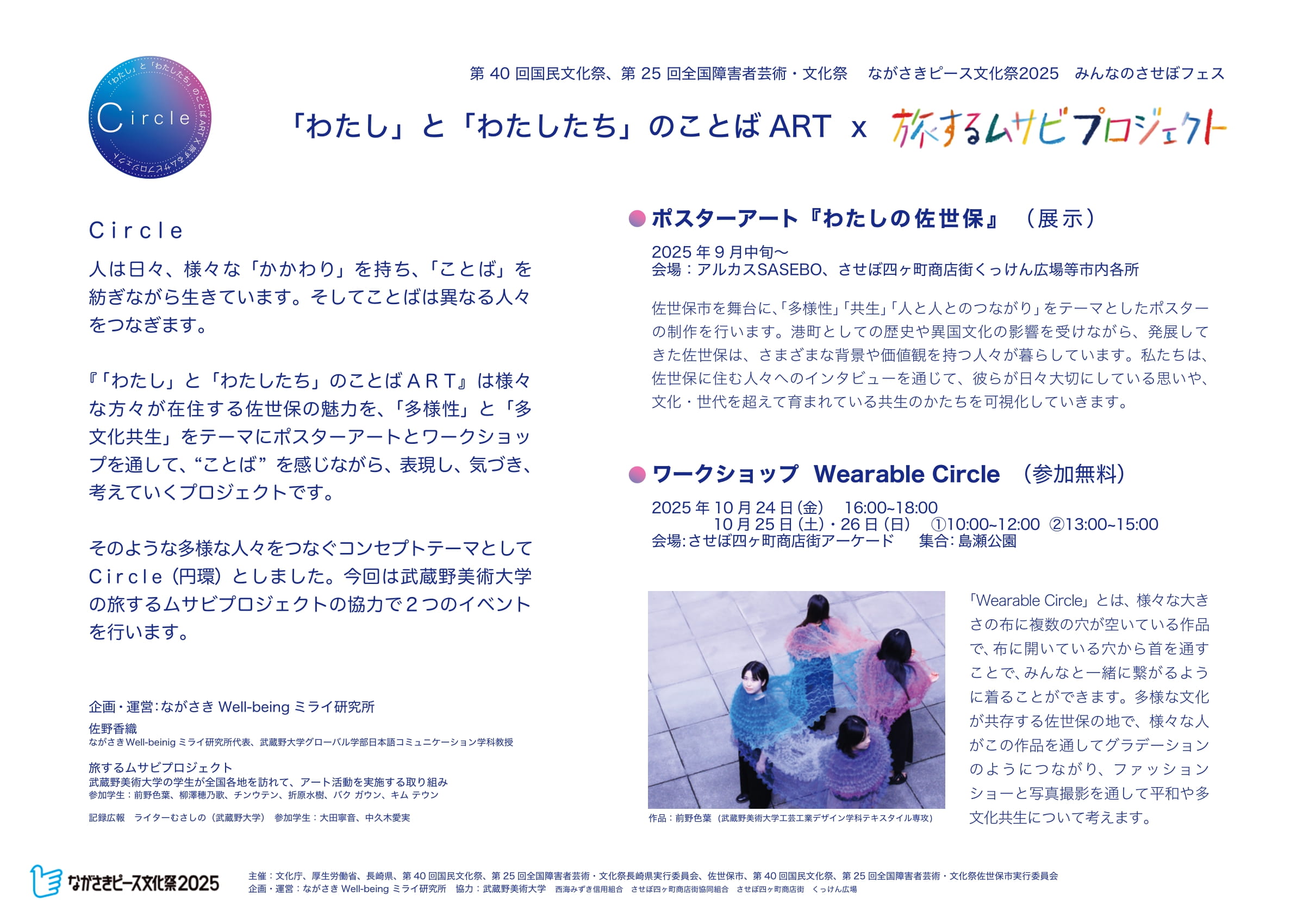 【みんなのさせぼフェス】「わたし」と「わたしたち」のことばART ×旅するムサビプロジェクト in 佐世保（Circle）　ポスターアートプロジェクト